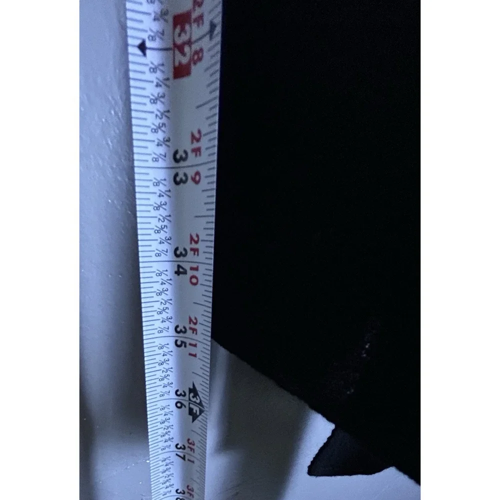 Women's Per Se Black Wool Cardigan W/ Leather Pockets With Tie Belt Size L